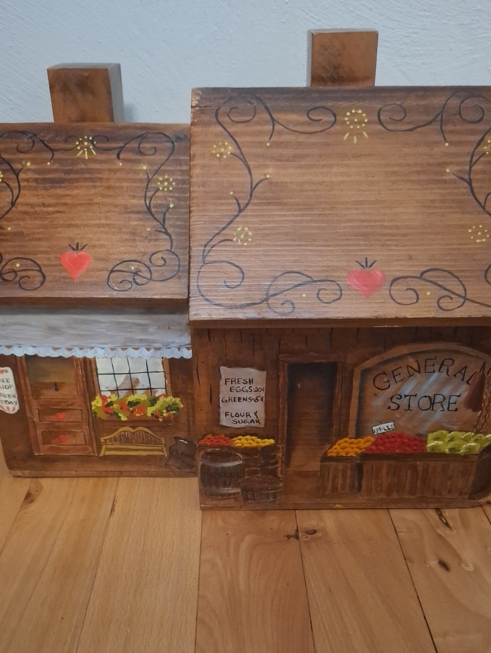 Hand-Painted Wooden General Store Wall Decor - Folk Art